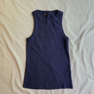 Banana Republic Navy Blue M Ribbed Cotton Cutaway Tank Top Racerback